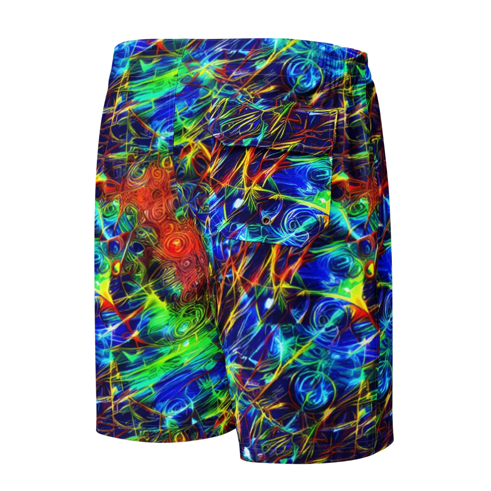 Limefire Cartography on Men's Board Shorts — Back