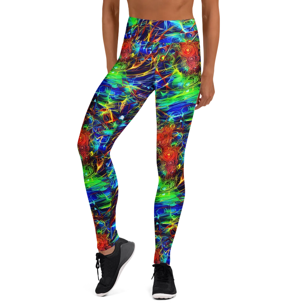 Limefire Cartography on Yoga Leggings — Front