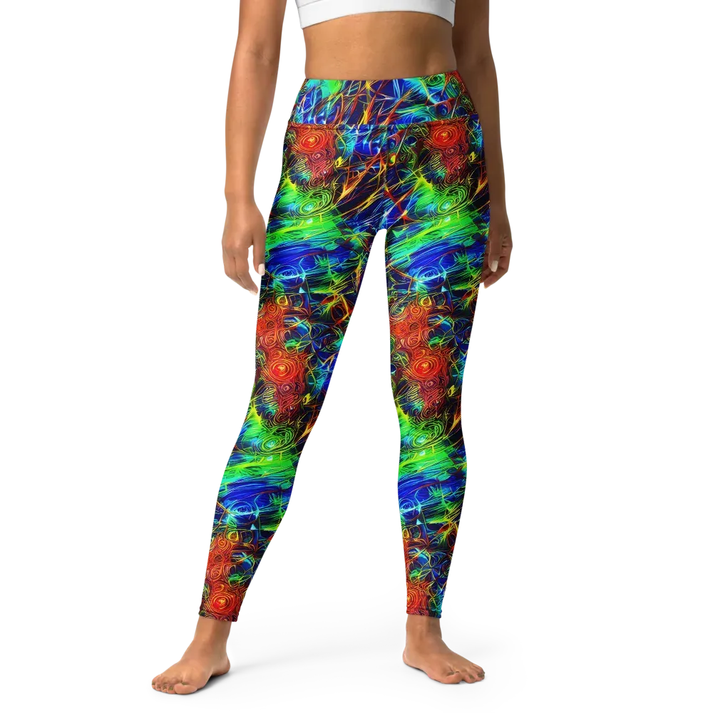 Limefire Cartography on Yoga Leggings — Front