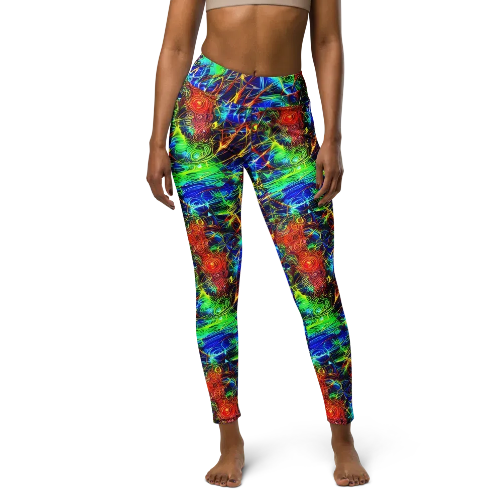 Limefire Cartography on Yoga Leggings — Front