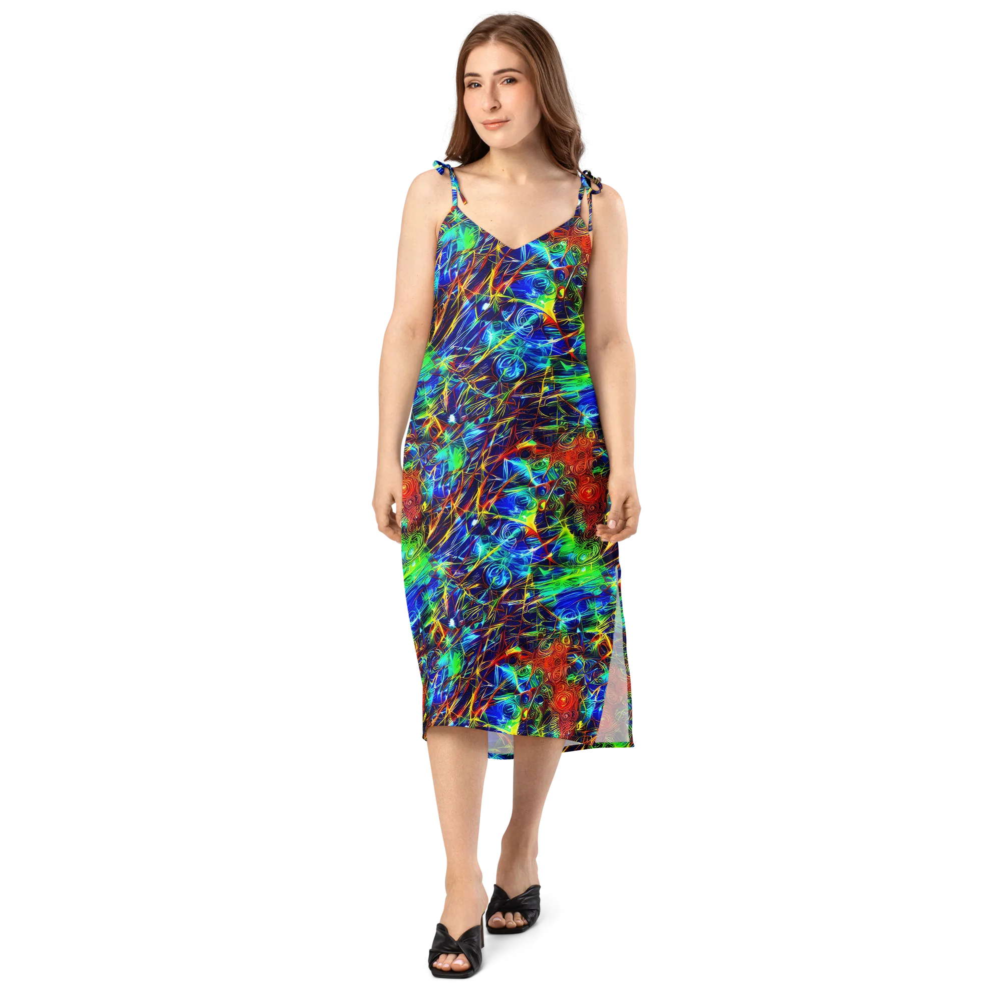 Limefire Cartography on Slip Dress — Front