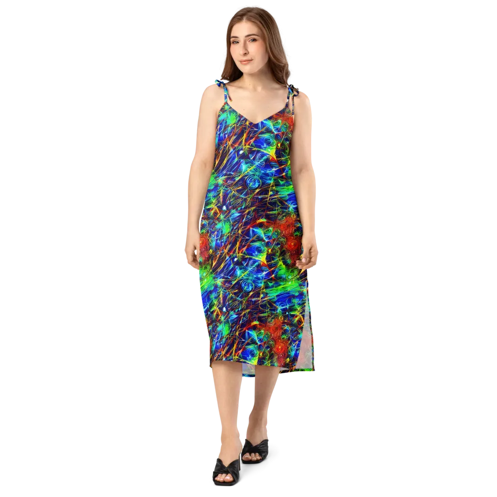 Limefire Cartography on Slip Dress — Front