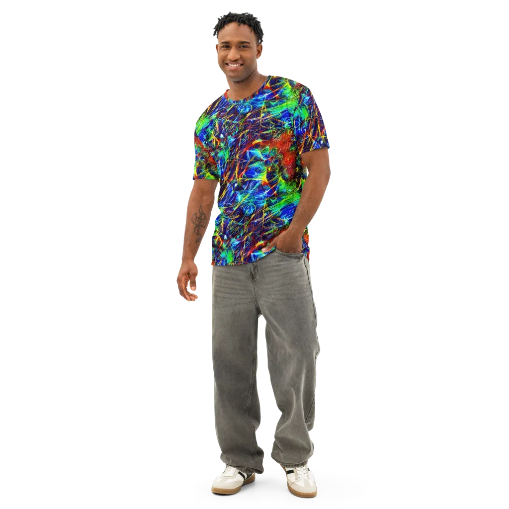 Limefire Cartography on Men's Cotton Crew Neck T-Shirt — Front