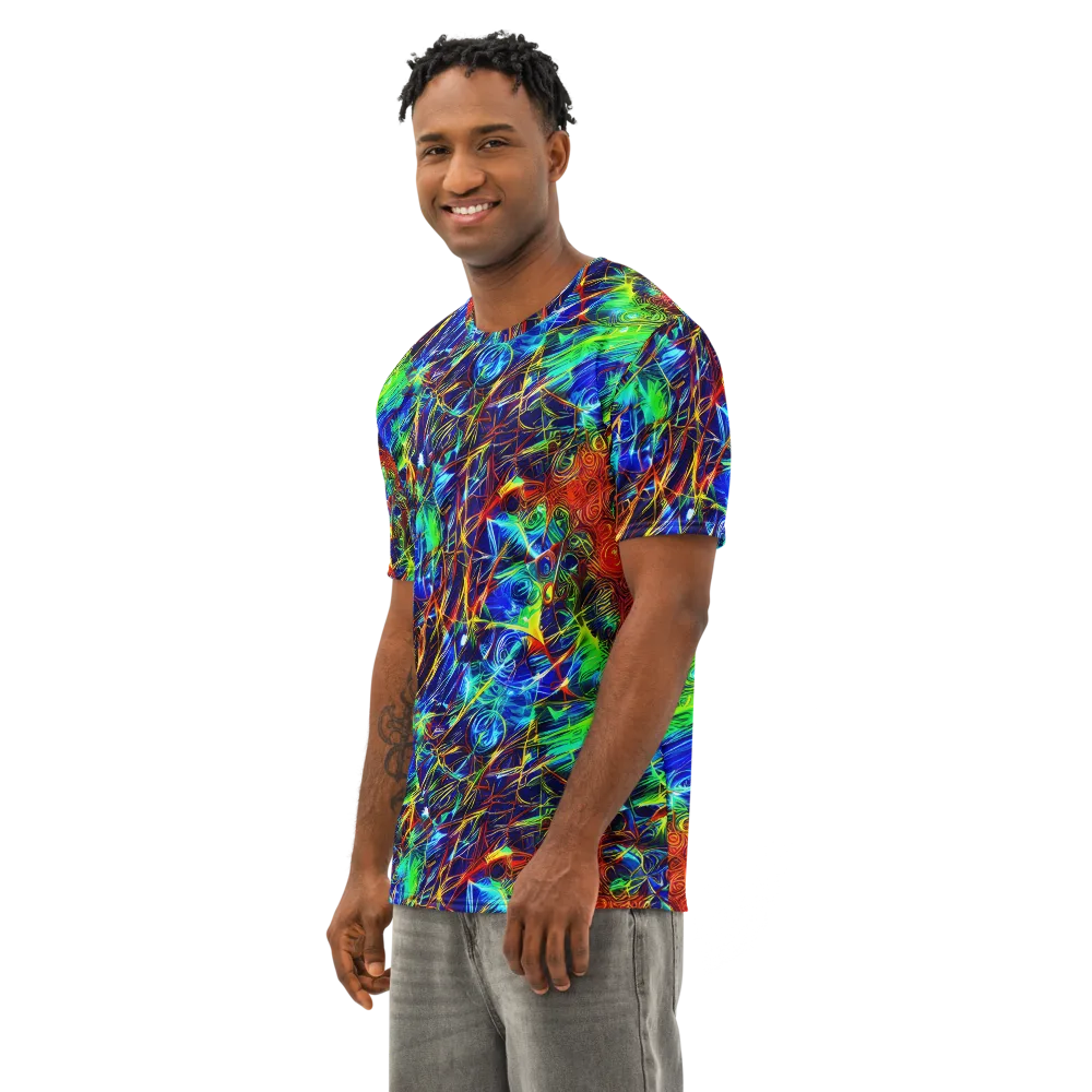 Limefire Cartography on Men's Cotton Crew Neck T-Shirt — Left Front