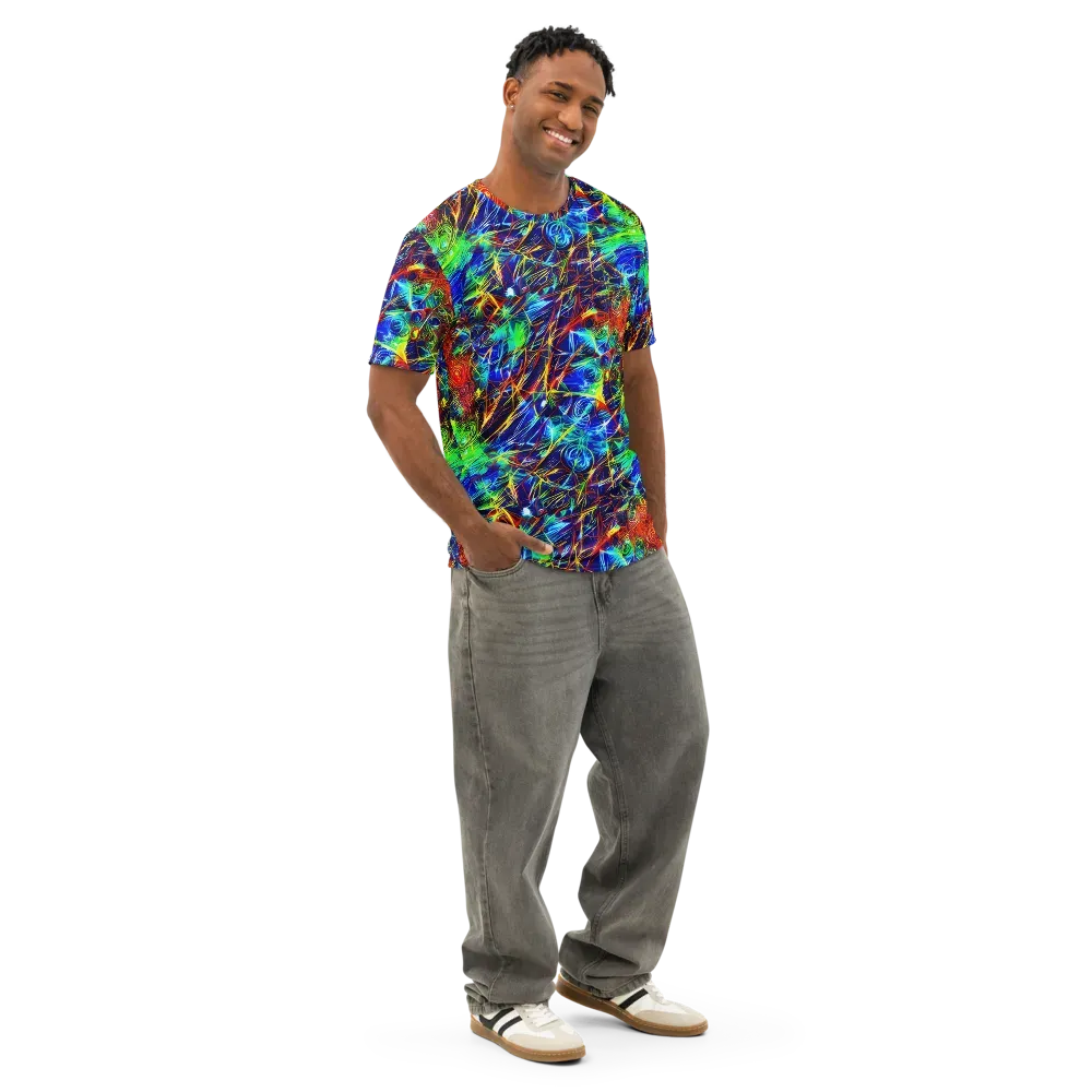 Limefire Cartography on Men's Cotton Crew Neck T-Shirt — Right Front