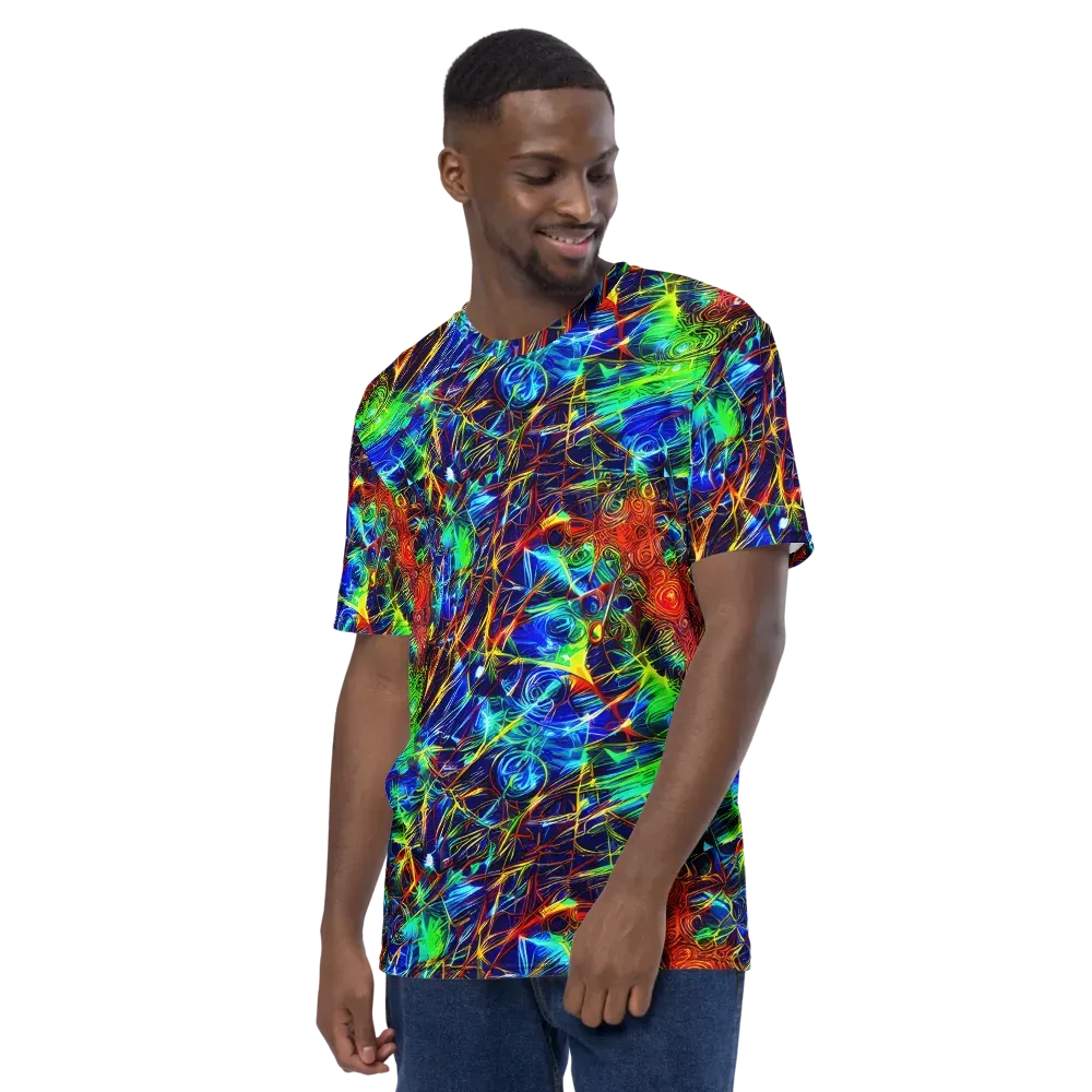 Limefire Cartography on Men's Crew Neck T-Shirt — Left