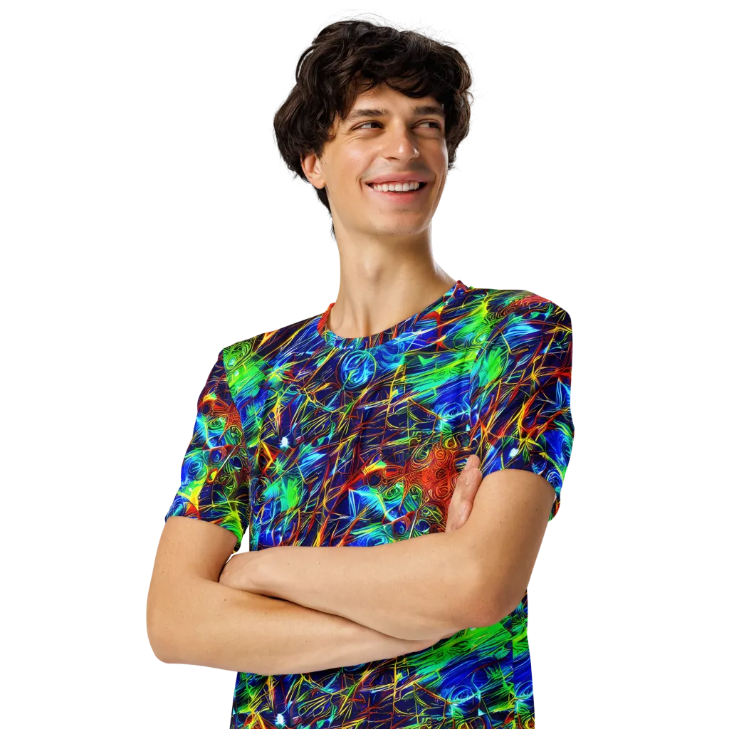 Limefire Cartography on Men's Crew Neck T-Shirt — Left Front