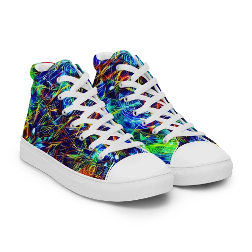 Limefire Cartography on a Men's High Top Canvas Shoes