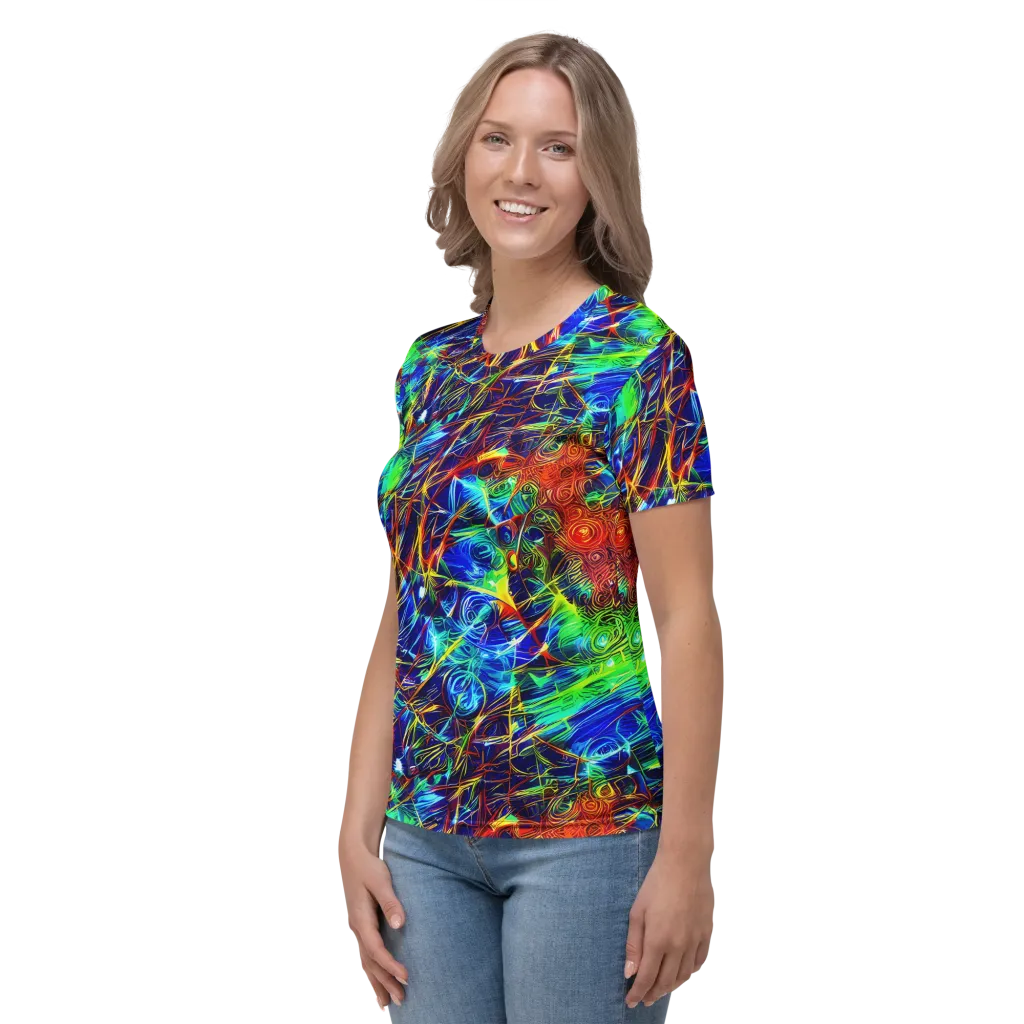 Limefire Cartography on Women's Crew Neck T-Shirt — Left