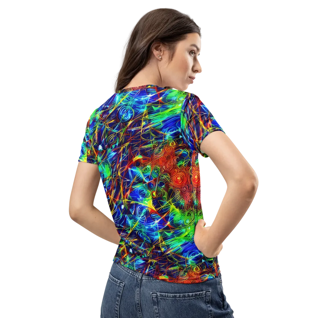 Limefire Cartography on Women's Crew Neck T-Shirt — Back