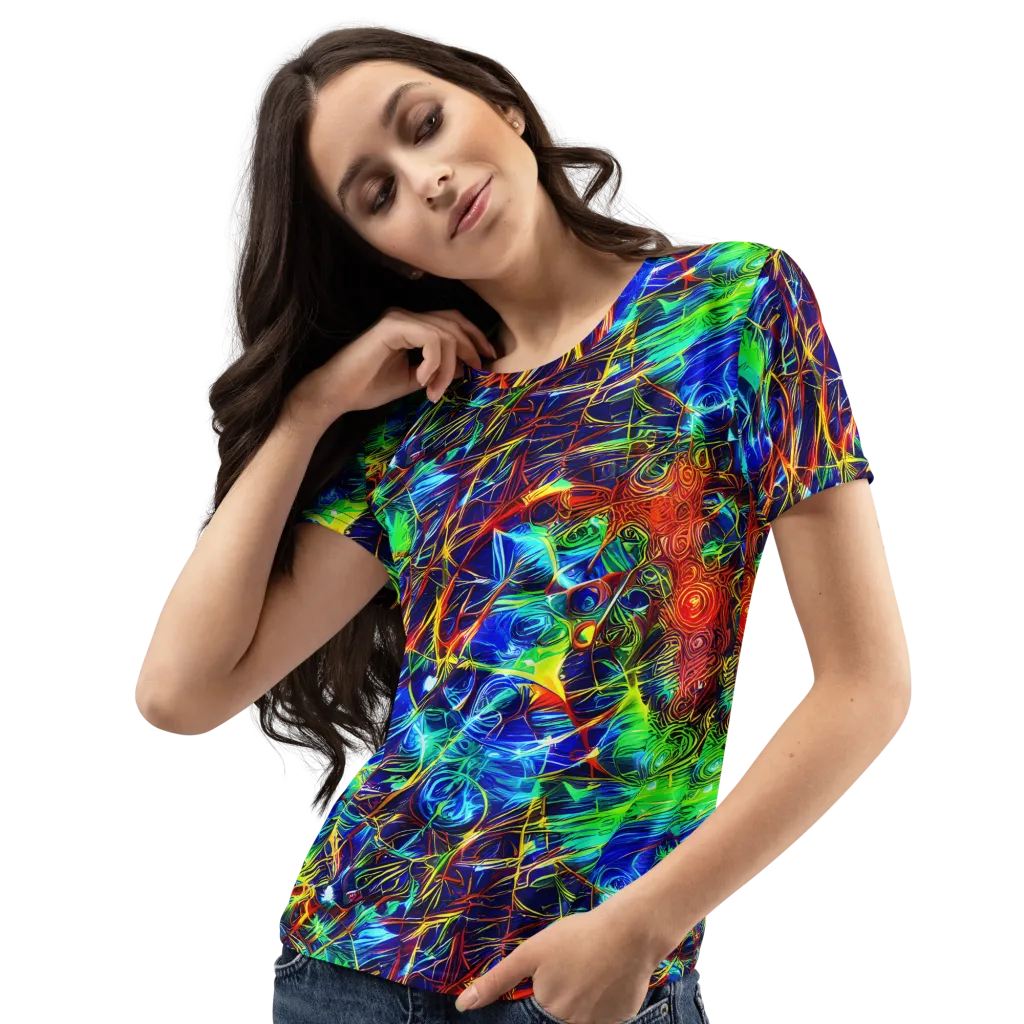 Limefire Cartography on Women's Crew Neck T-Shirt — Left Front