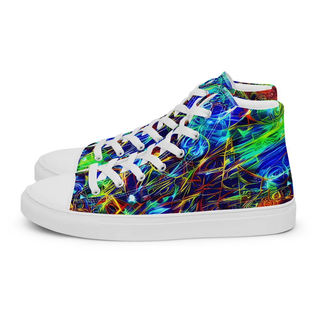 Limefire Cartography on Women's High Top Canvas Shoes — Left