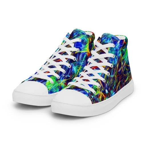 Limefire Cartography on a Women's High Top Canvas Shoes