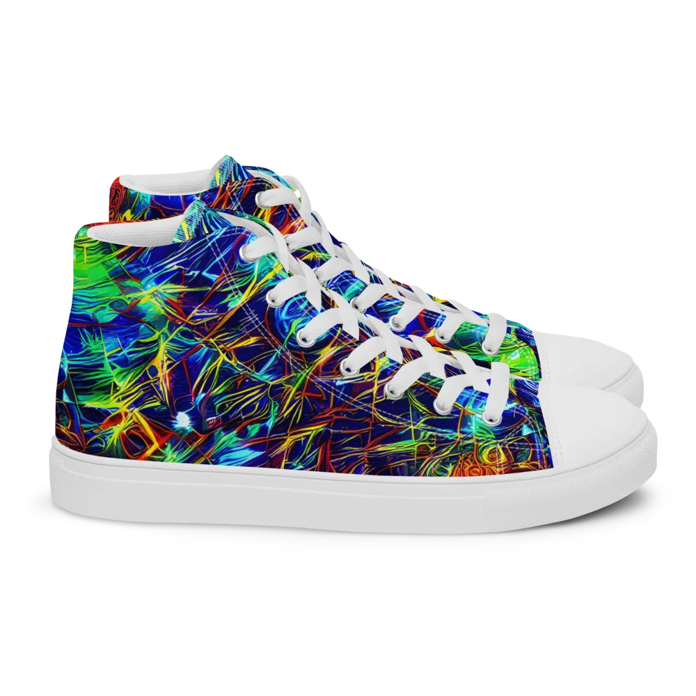 Limefire Cartography on Women's High Top Canvas Shoes — Right