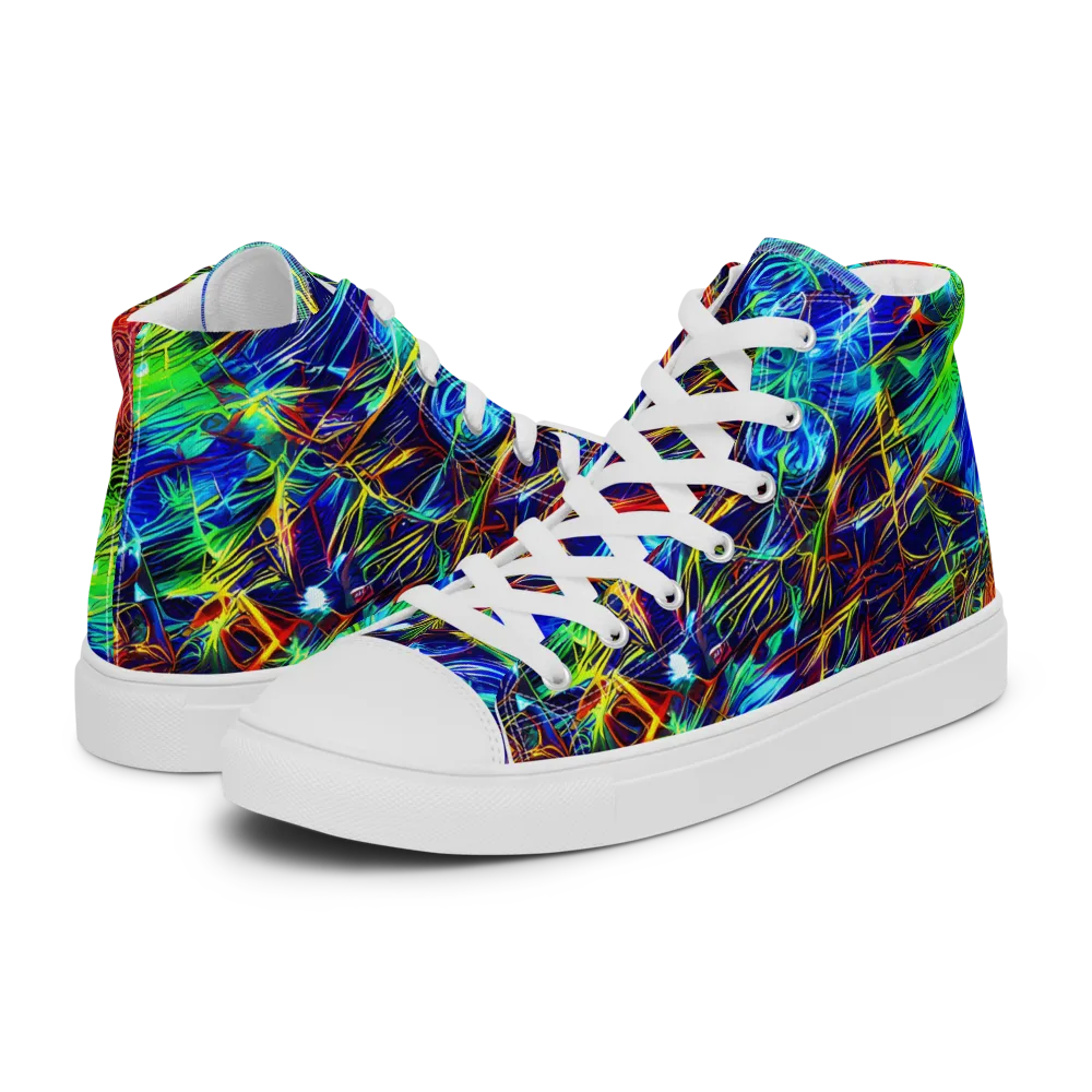 Limefire Cartography on Women's High Top Canvas Shoes — Left