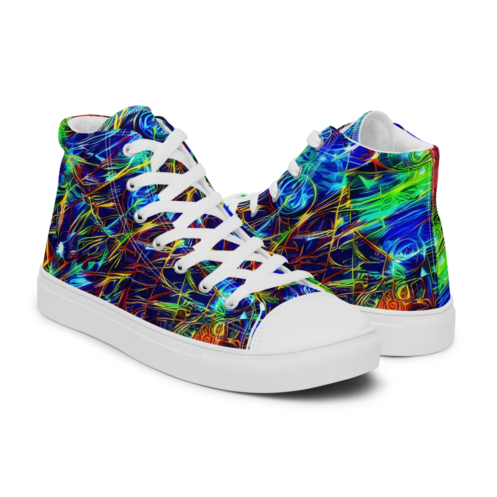 Limefire Cartography on Women's High Top Canvas Shoes — Right