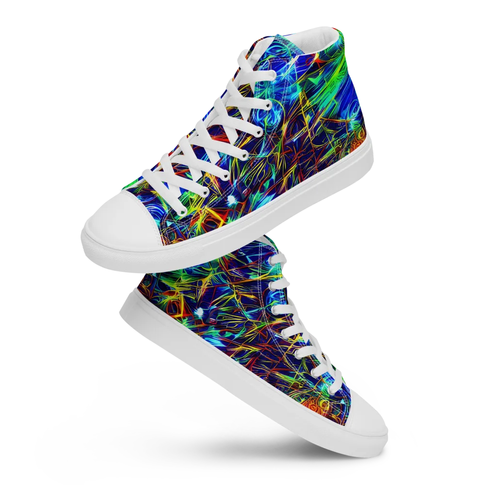 Limefire Cartography on Women's High Top Canvas Shoes — Front