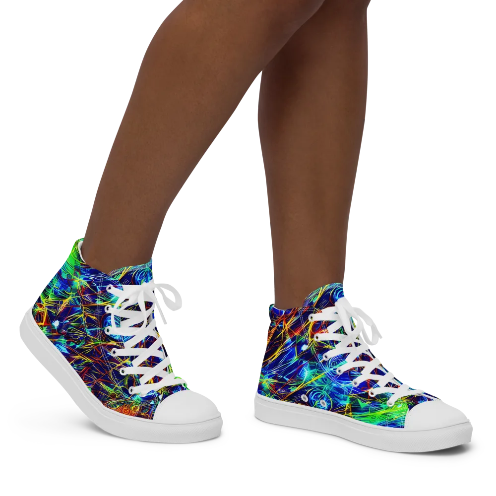 Limefire Cartography on Women's High Top Canvas Shoes — Right