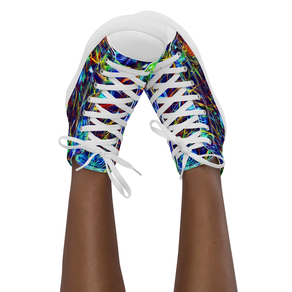 Limefire Cartography on Women's High Top Canvas Shoes — Front