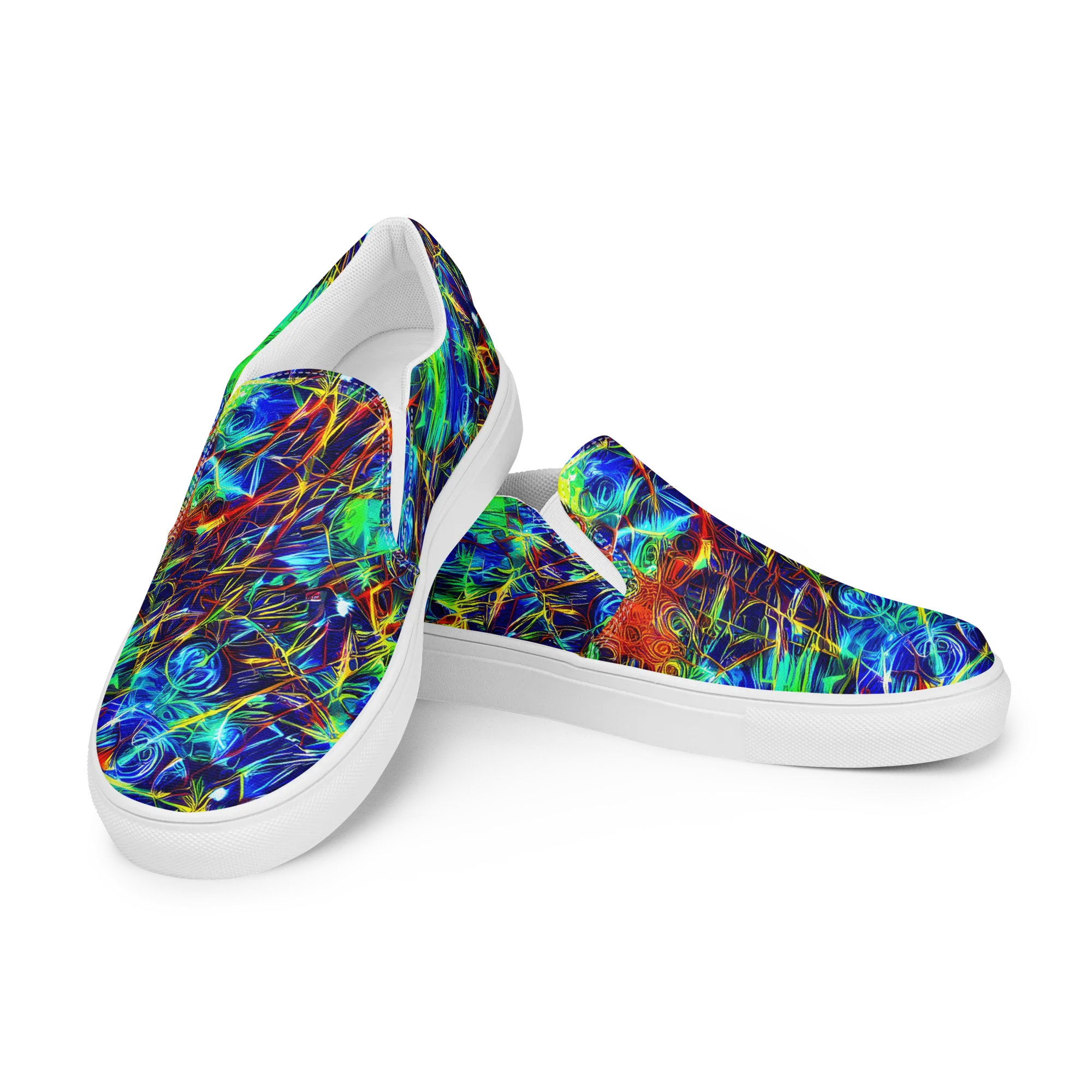 Limefire Cartography on Men's Slip-On Canvas Shoes — Left Front