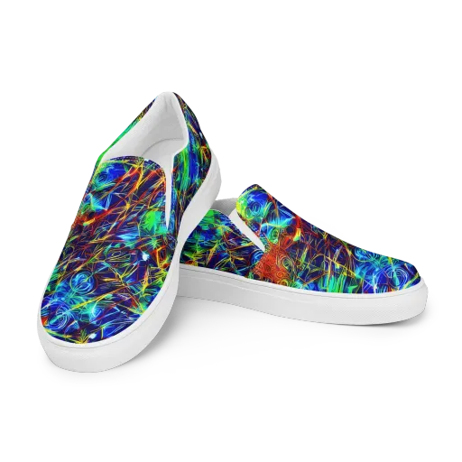 Limefire Cartography on a Men's Slip-On Canvas Shoes