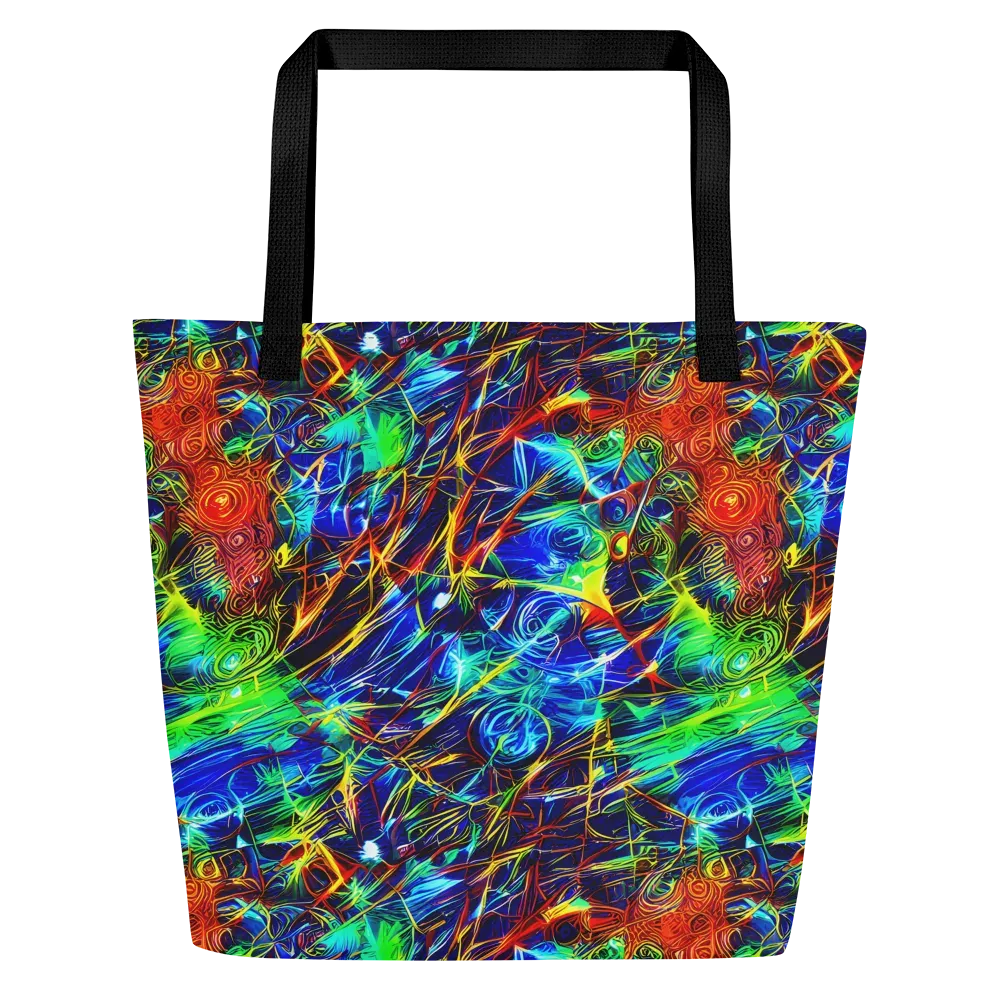 Limefire Cartography on Large Tote Bag W/ Pocket — Front
