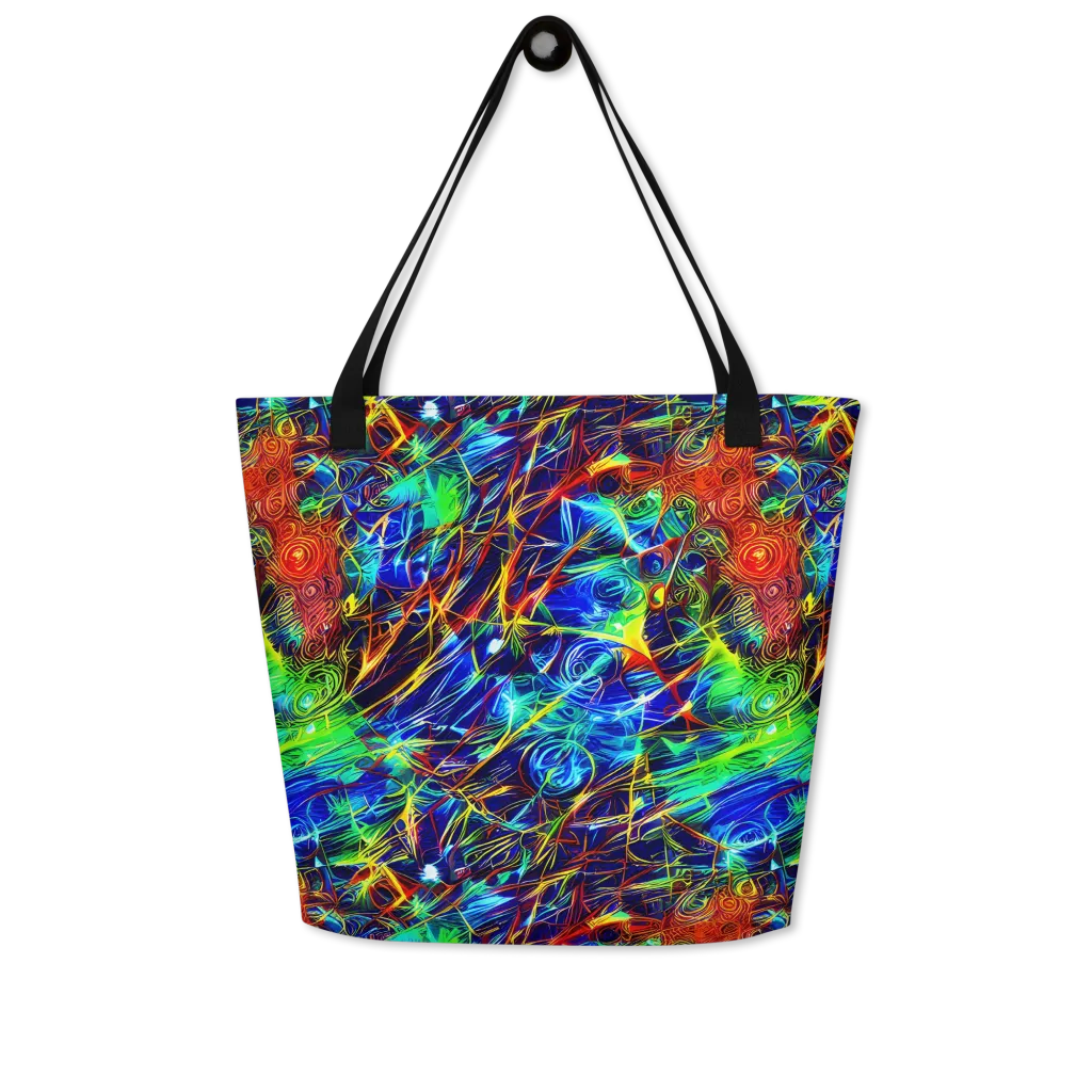 Limefire Cartography on Large Tote Bag W/ Pocket — Front