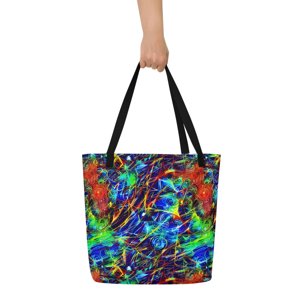 Limefire Cartography on Large Tote Bag W/ Pocket — Front