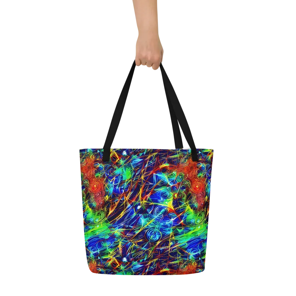 Limefire Cartography on Large Tote Bag W/ Pocket — Front