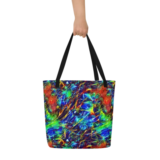 Limefire Cartography on a Large Tote Bag W/ Pocket
