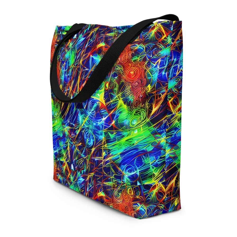 Limefire Cartography on Large Tote Bag W/ Pocket — Front