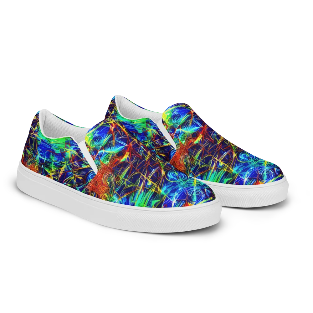 Limefire Cartography on Women's Slip-On Canvas Shoes — Right Front