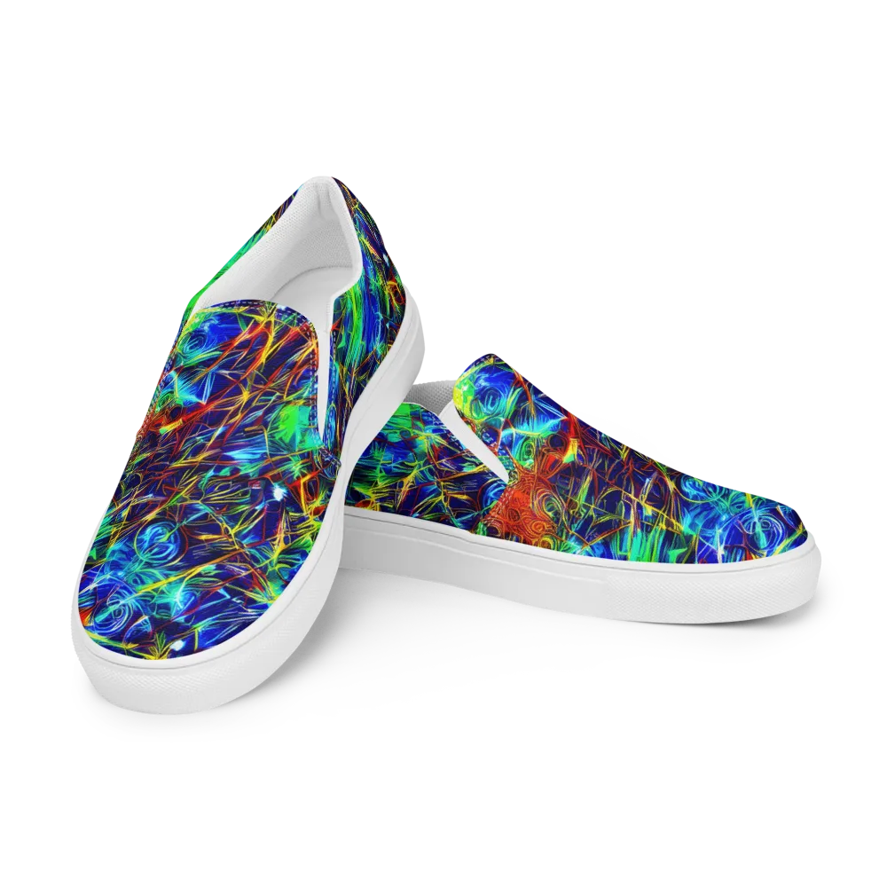 Limefire Cartography on Women's Slip-On Canvas Shoes — Left Front