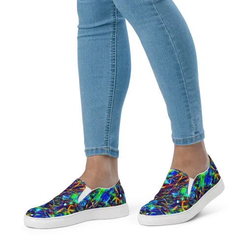 Limefire Cartography on a Women's Slip-On Canvas Shoes