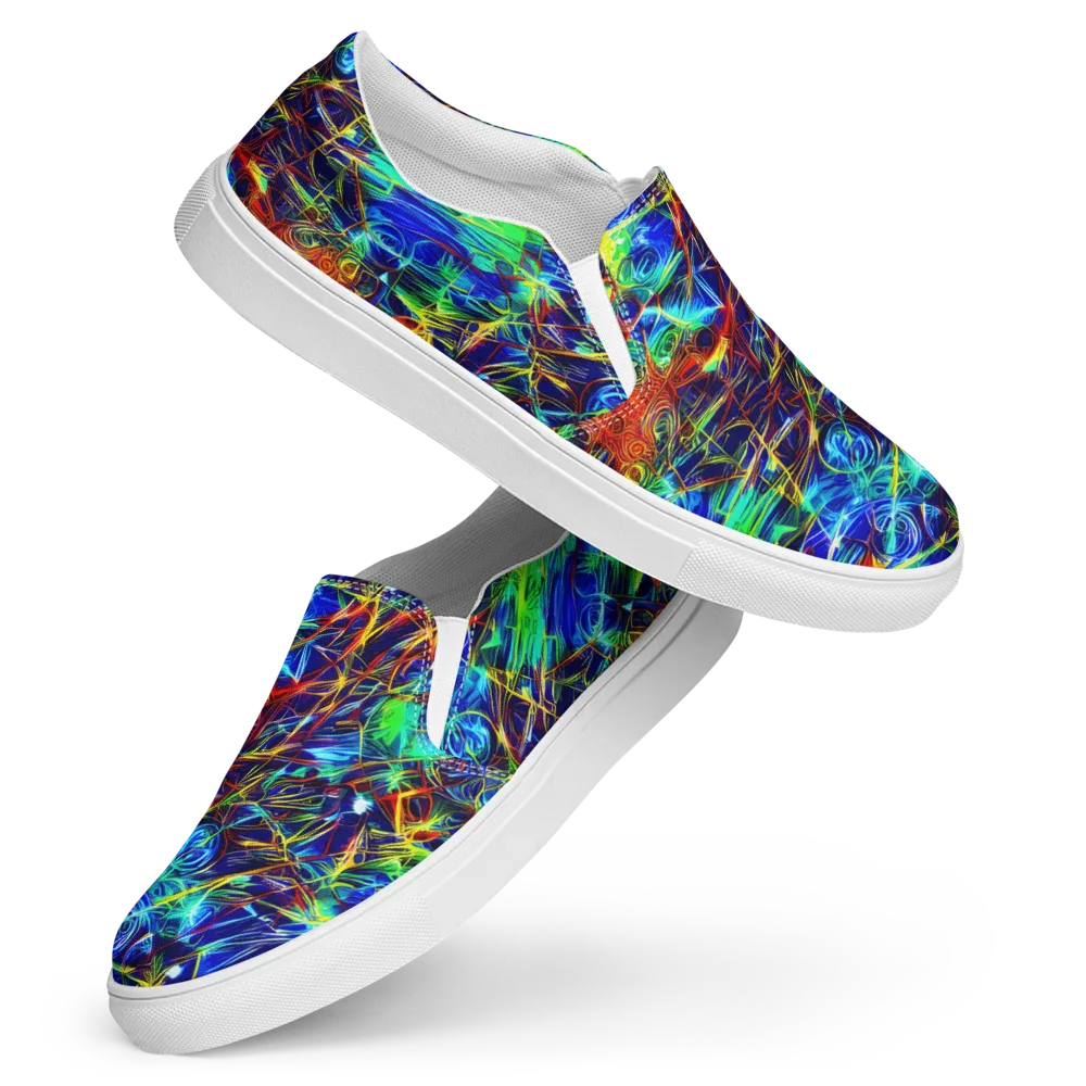 Limefire Cartography on Women's Slip-On Canvas Shoes — Front
