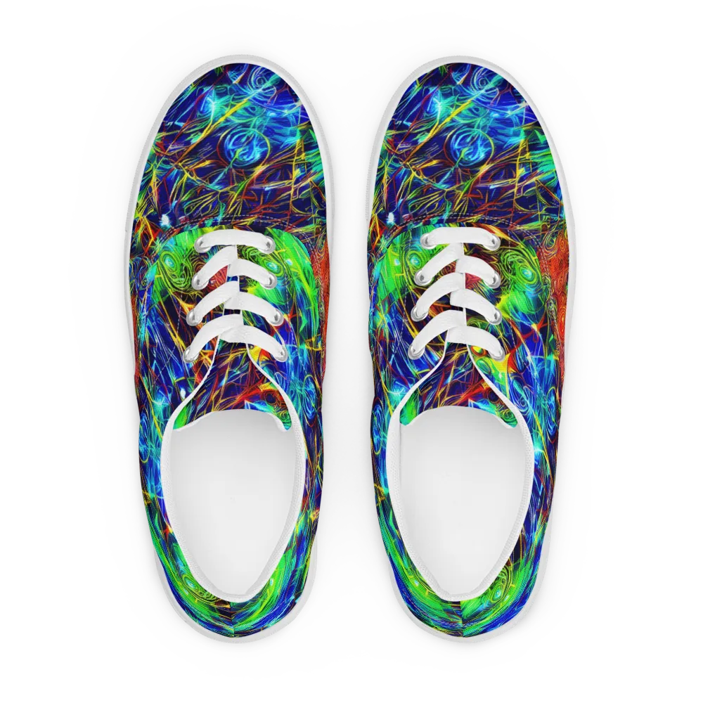 Limefire Cartography on Men's Lace-Up Canvas Shoes — Front