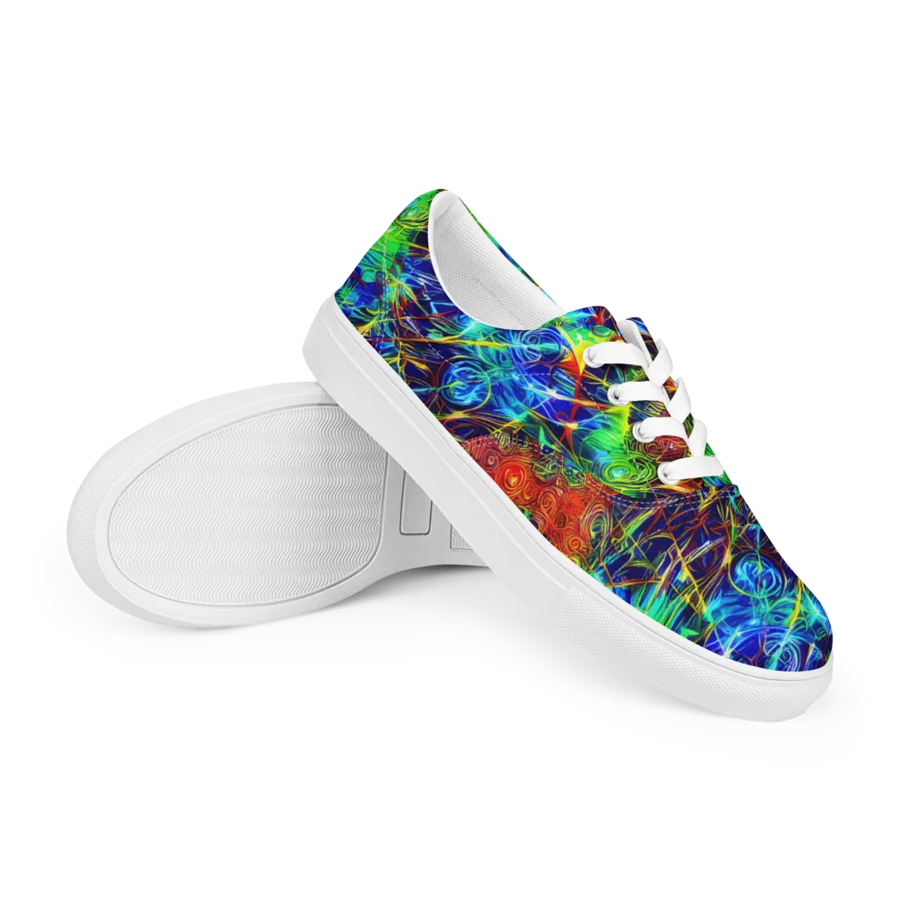 Limefire Cartography on Men's Lace-Up Canvas Shoes — Right Front