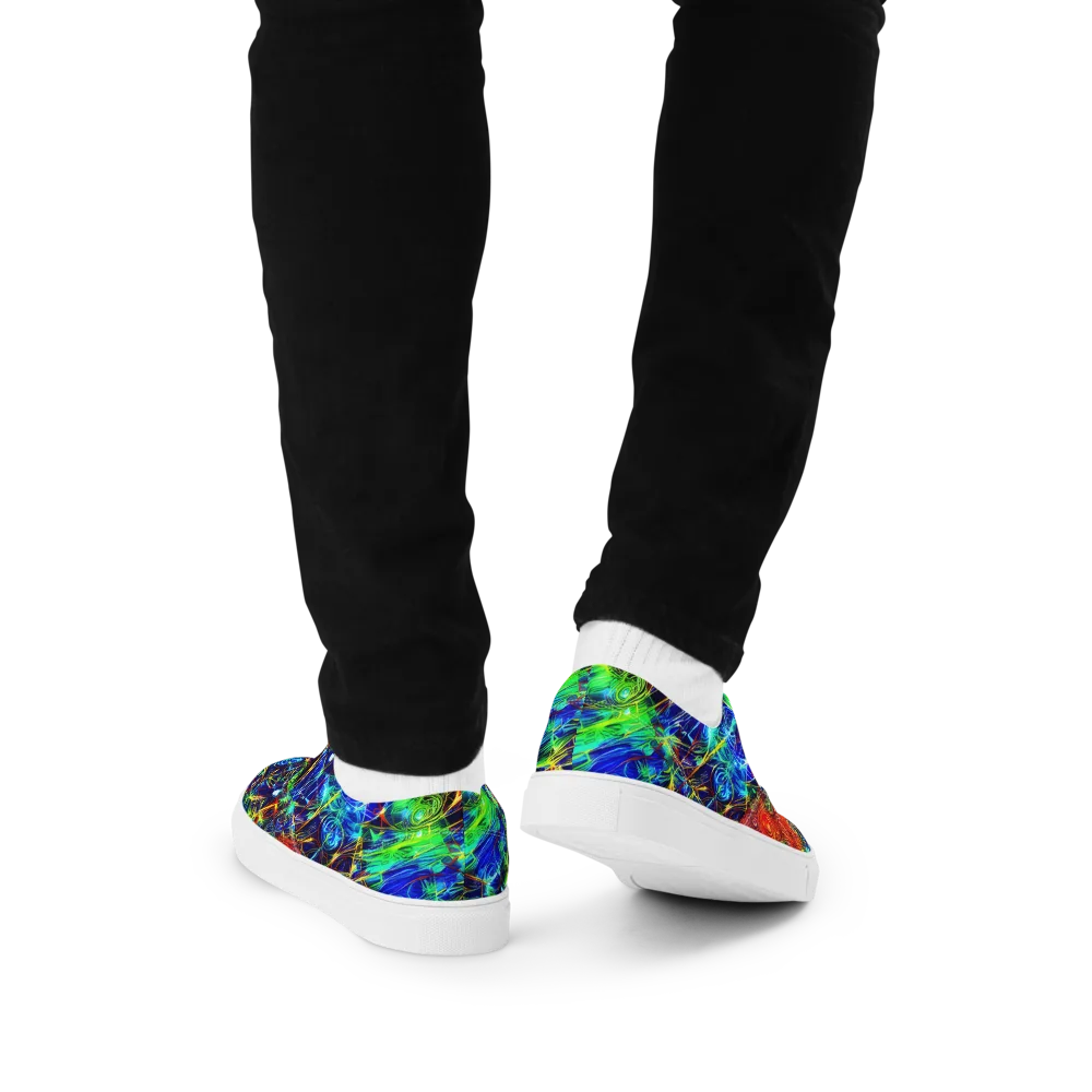 Limefire Cartography on Men's Lace-Up Canvas Shoes — Back