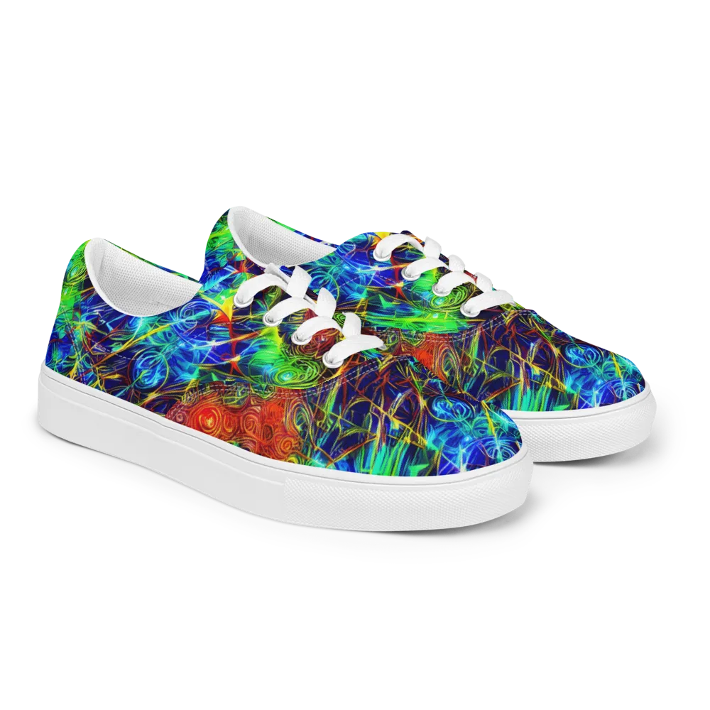 Limefire Cartography on Men's Lace-Up Canvas Shoes — Right Front
