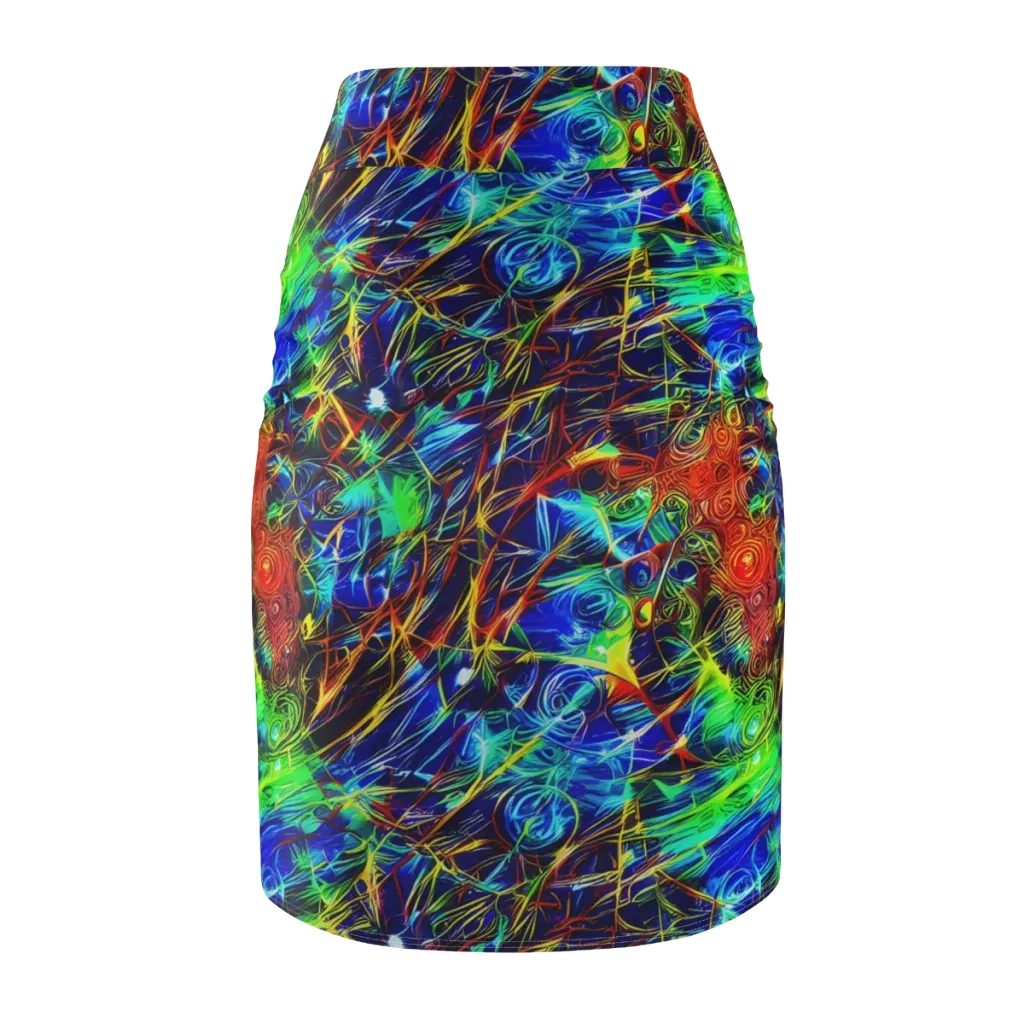 Limefire Cartography on Pencil Skirt — Back