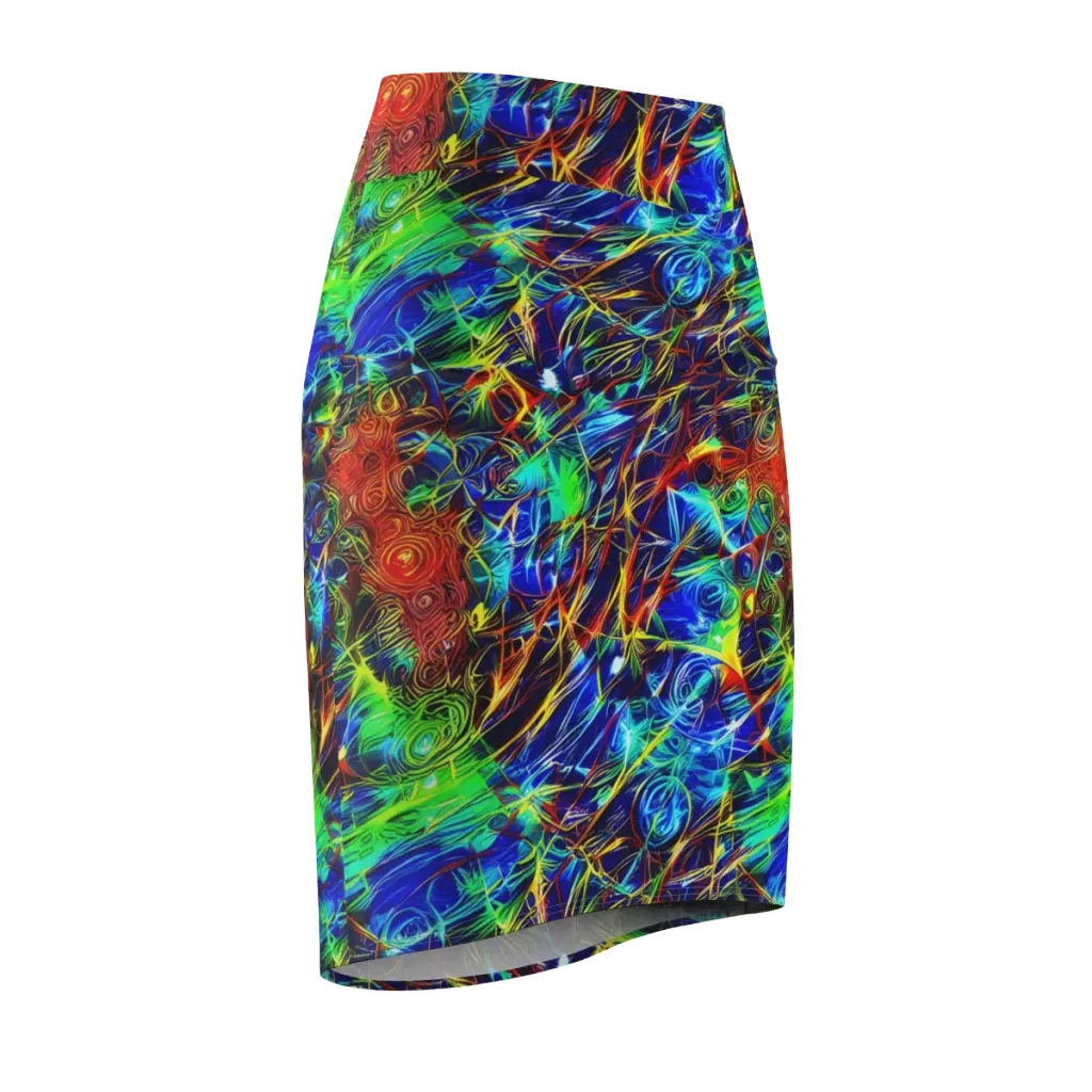 Limefire Cartography on Pencil Skirt — Front Side
