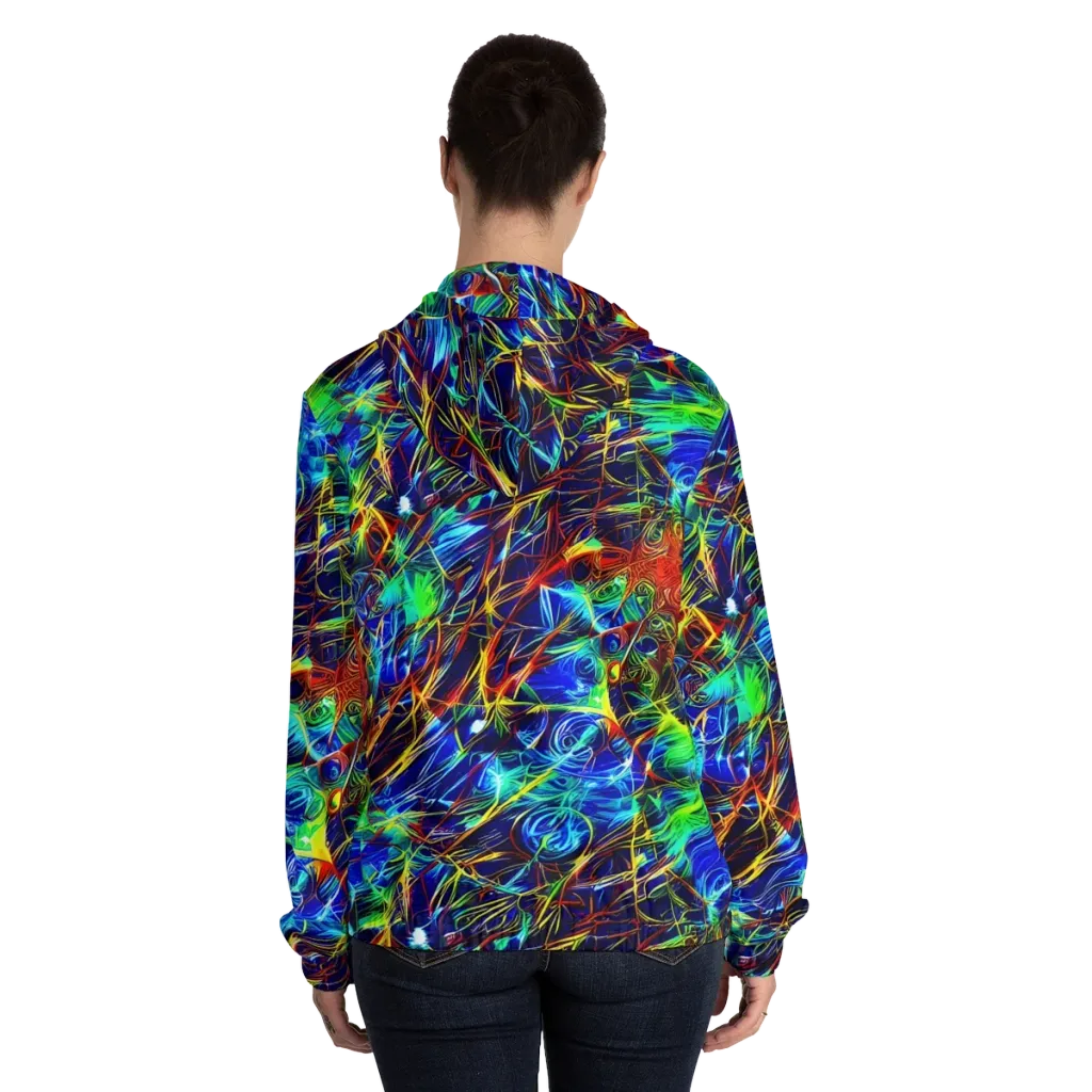 Limefire Cartography on Women's Full-Zip Hoodie — Back On Person