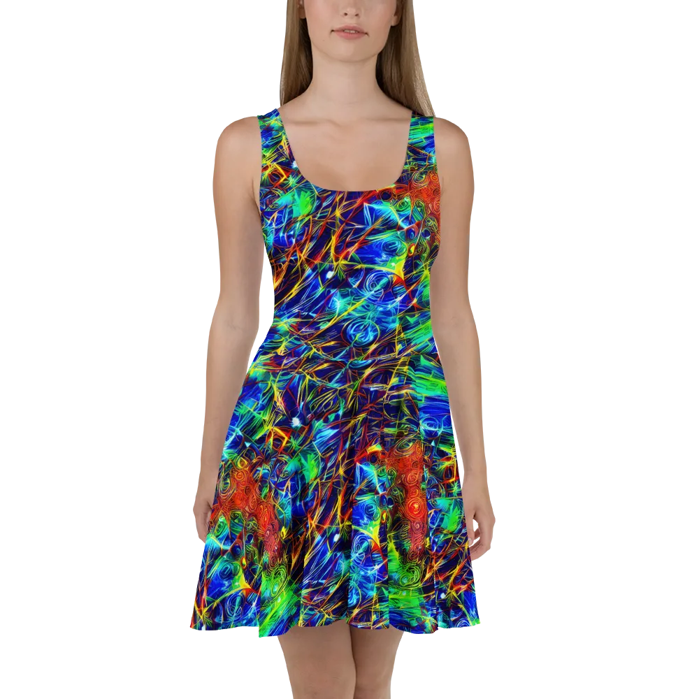 Limefire Cartography on Skater Dress — Front
