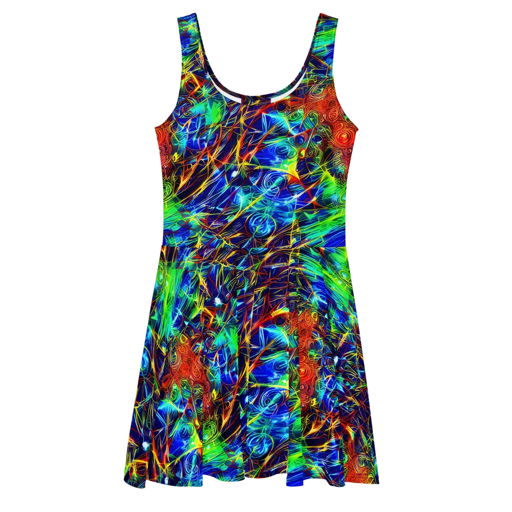Limefire Cartography on Skater Dress — Front
