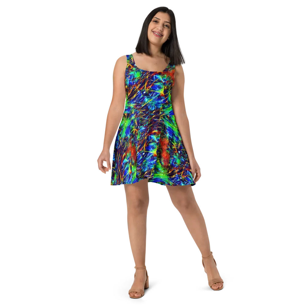 Limefire Cartography on Skater Dress — Front