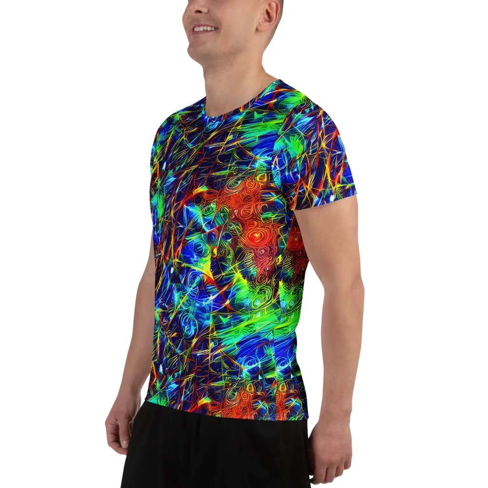 Limefire Cartography on Men's Athletic T-Shirt — Left