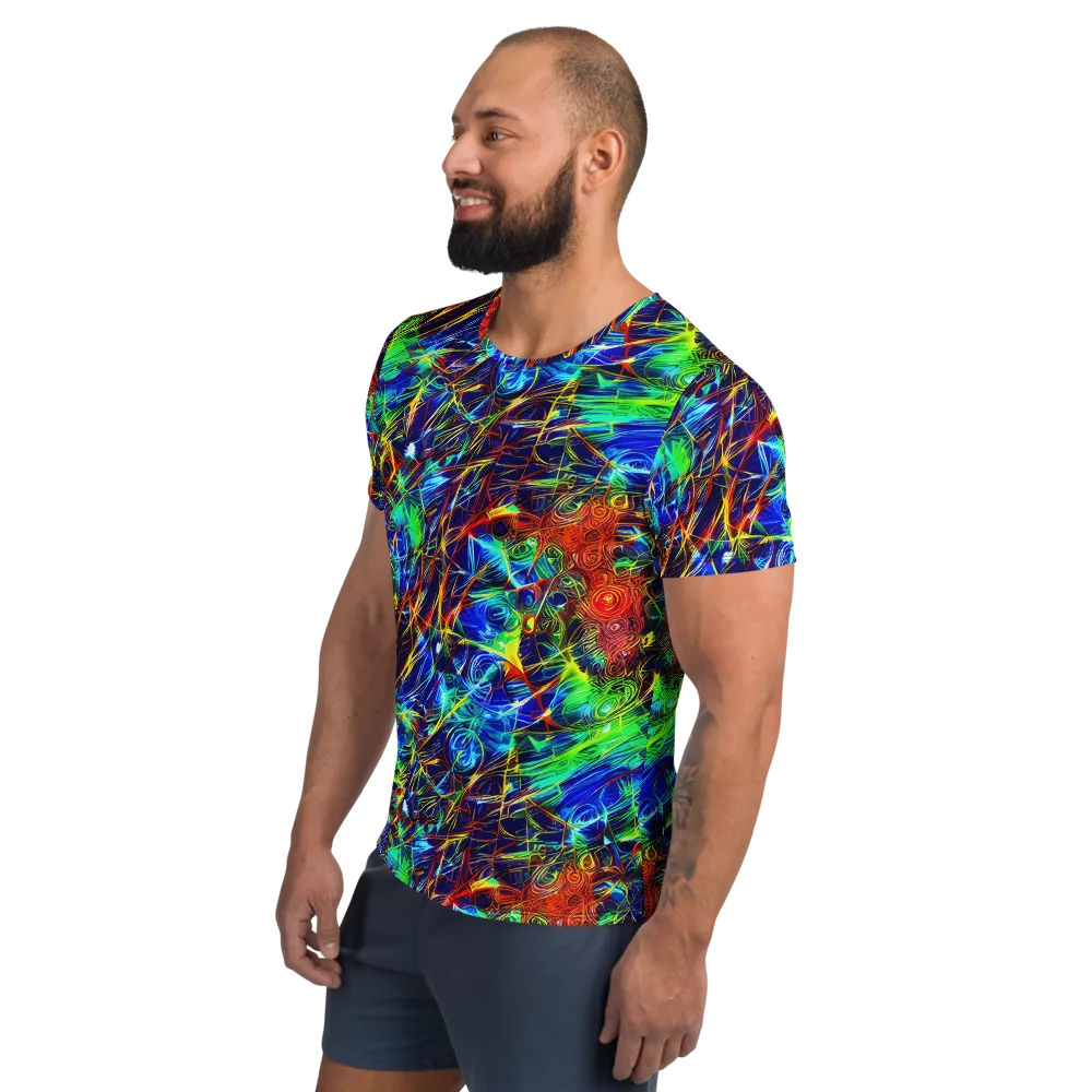 Limefire Cartography on Men's Athletic T-Shirt — Left