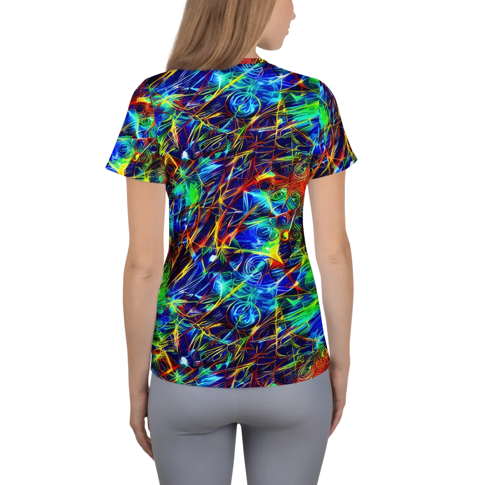 Limefire Cartography on Women's Athletic T-Shirt — Back