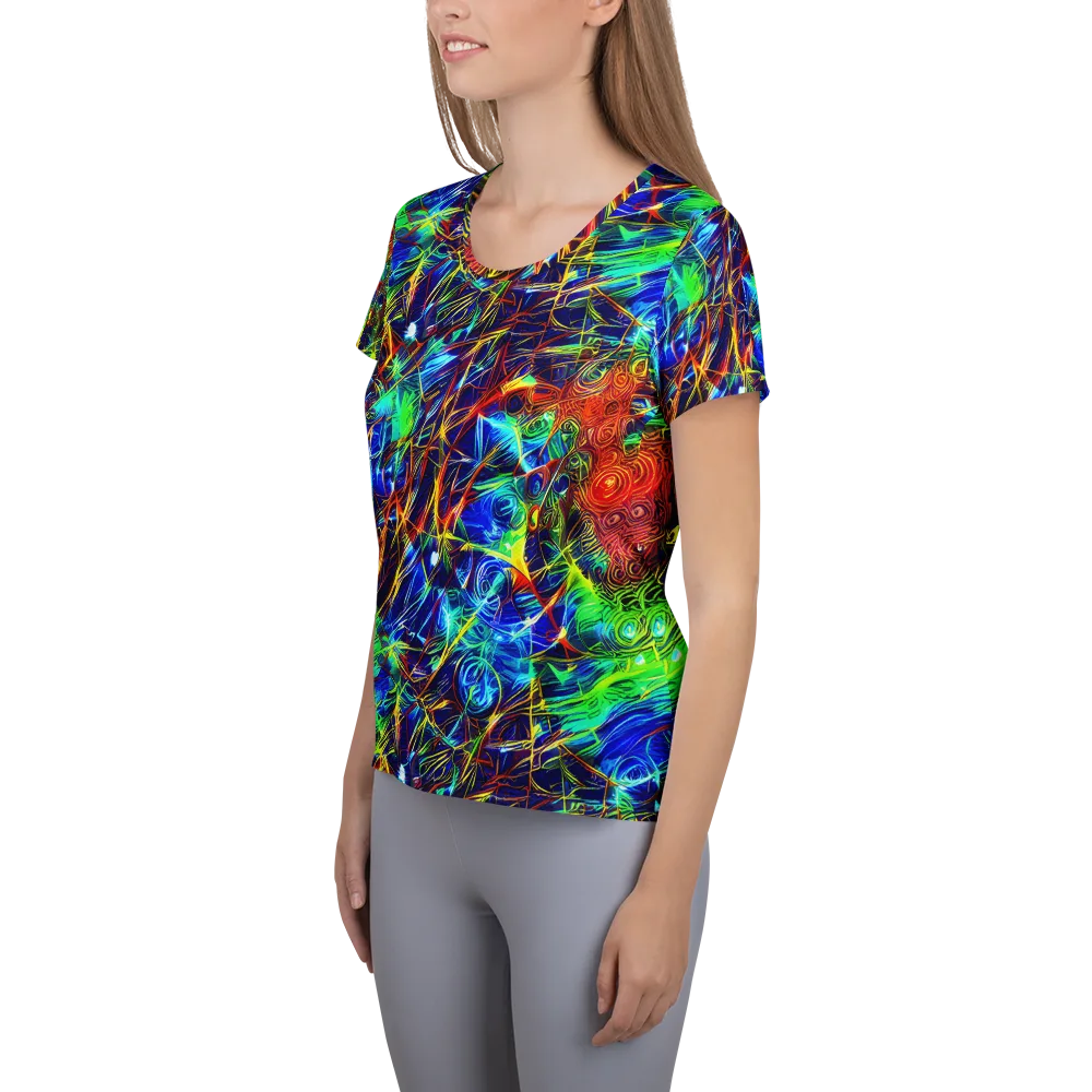 Limefire Cartography on Women's Athletic T-Shirt — Left