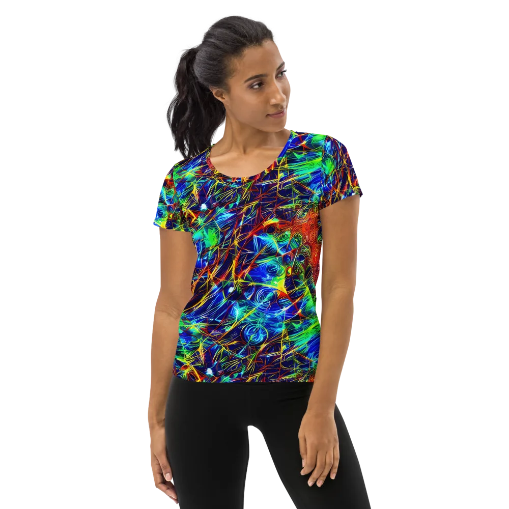 Limefire Cartography on Women's Athletic T-Shirt — Front